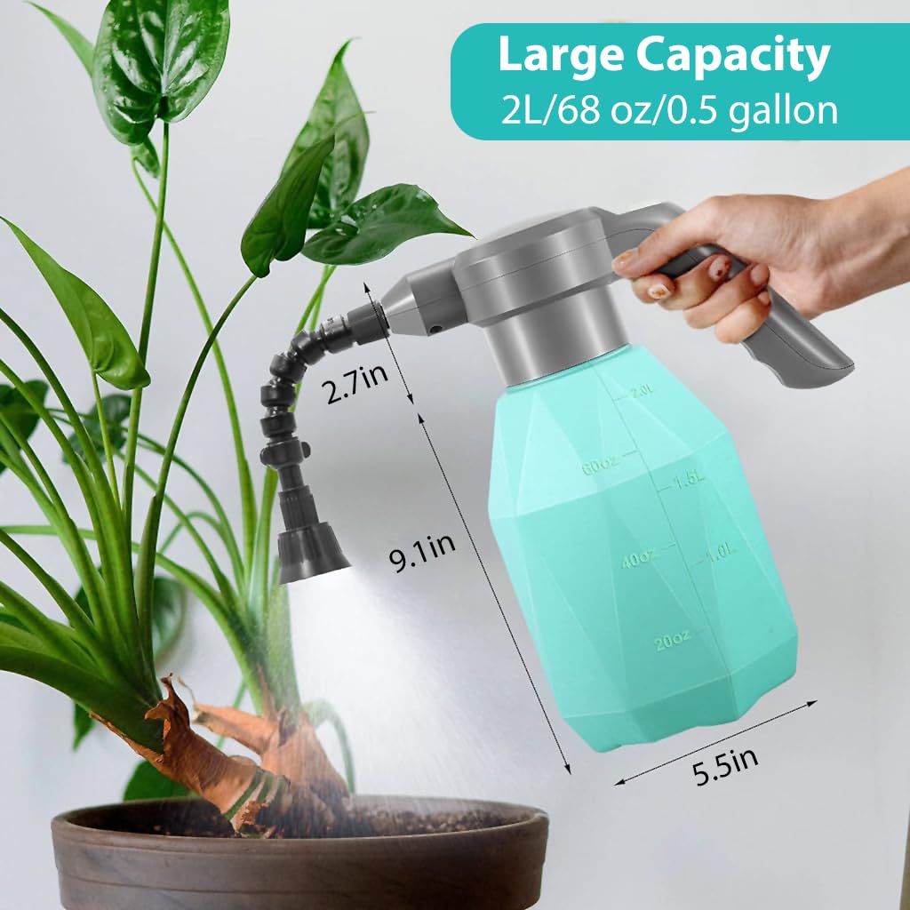 HASTHIP 2L Electric Watering Can for Plants with Gimbaled Nozzle, Automatic Plant Garden Water Can with USB Cable, Gardening Watering Pump Sprayer for Plants, Flowers