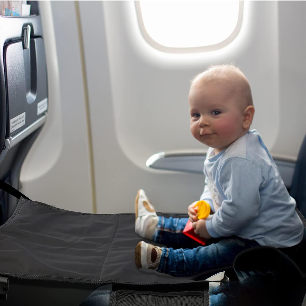 HASTHIP Airplane Footrest Kids Bed, Airplane Foot Hammock for Baby Toddler with Anti-Slip Design, Baby Car Bed Airplane Seat Extender for Kids, Portable Baby Travel Accessories, 78 * 43cm (Black)
