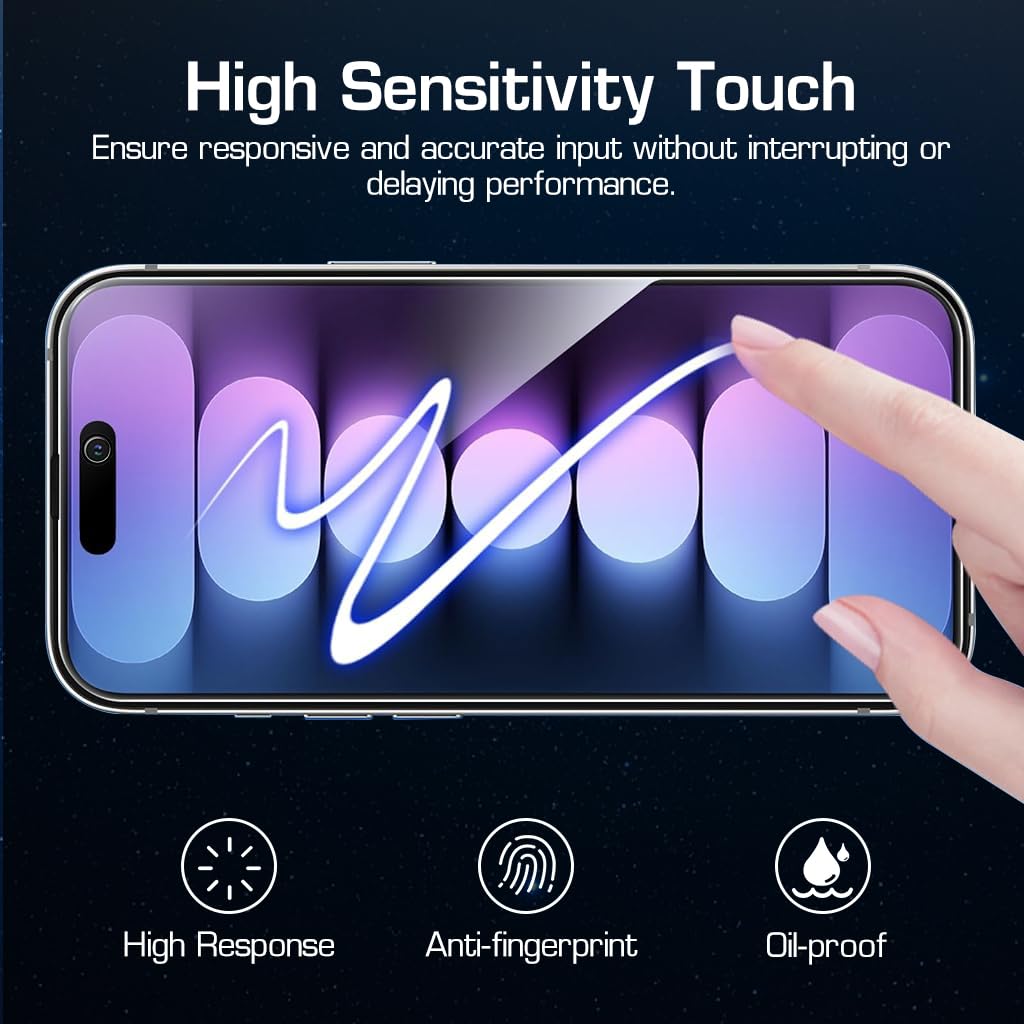 ZORBES Privacy Screen Protector Tempered Glass Screen Protector Matte for iPhone 15 Pro 6.1'' HD Anti-glare Screen Protector for iPhone 15 Pro 2Pcs
