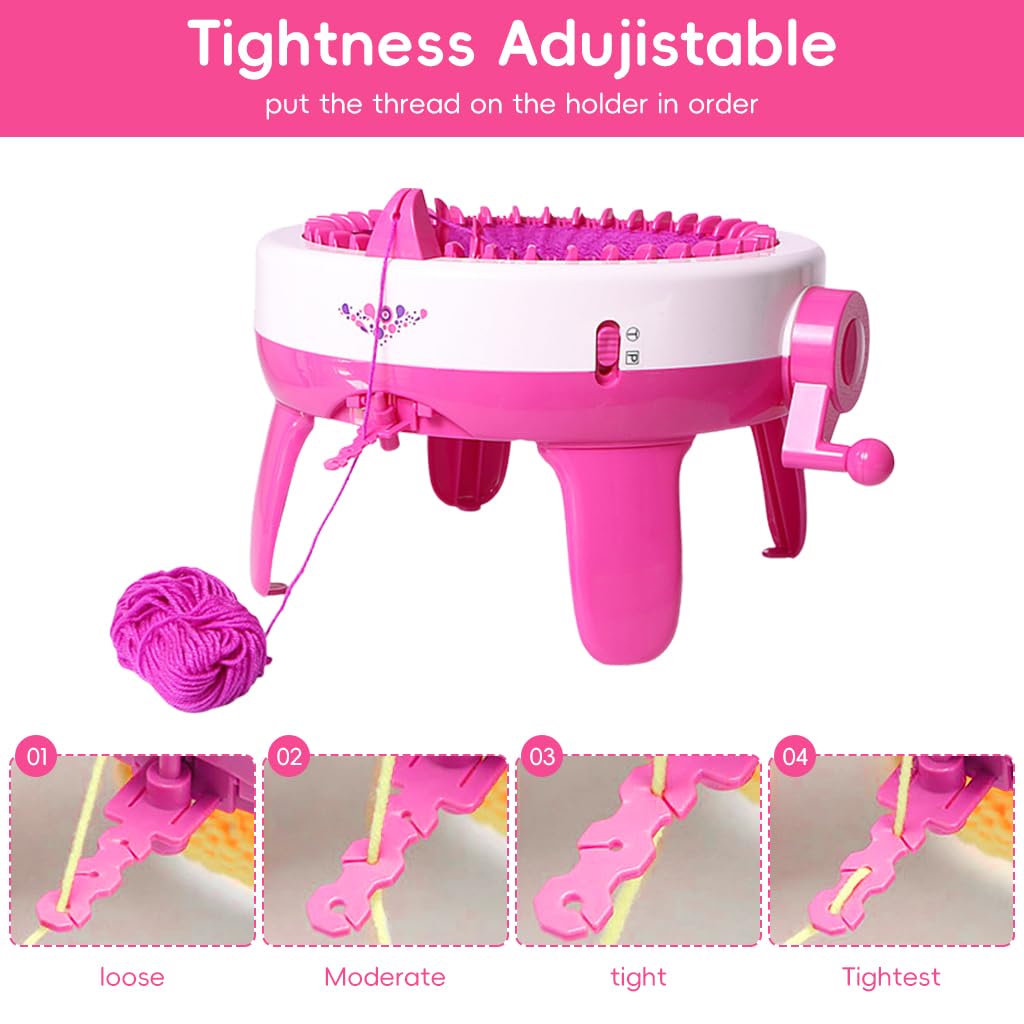HASTHIP DIY Knitting Machine Set, 40-Stitch Knitting Loom Machine with Wool Yarns, Tools, Needles Hand Cranked Knitting Machine DIY Crochet Knitting Machine for Crochet Hat, Crochet Scarf