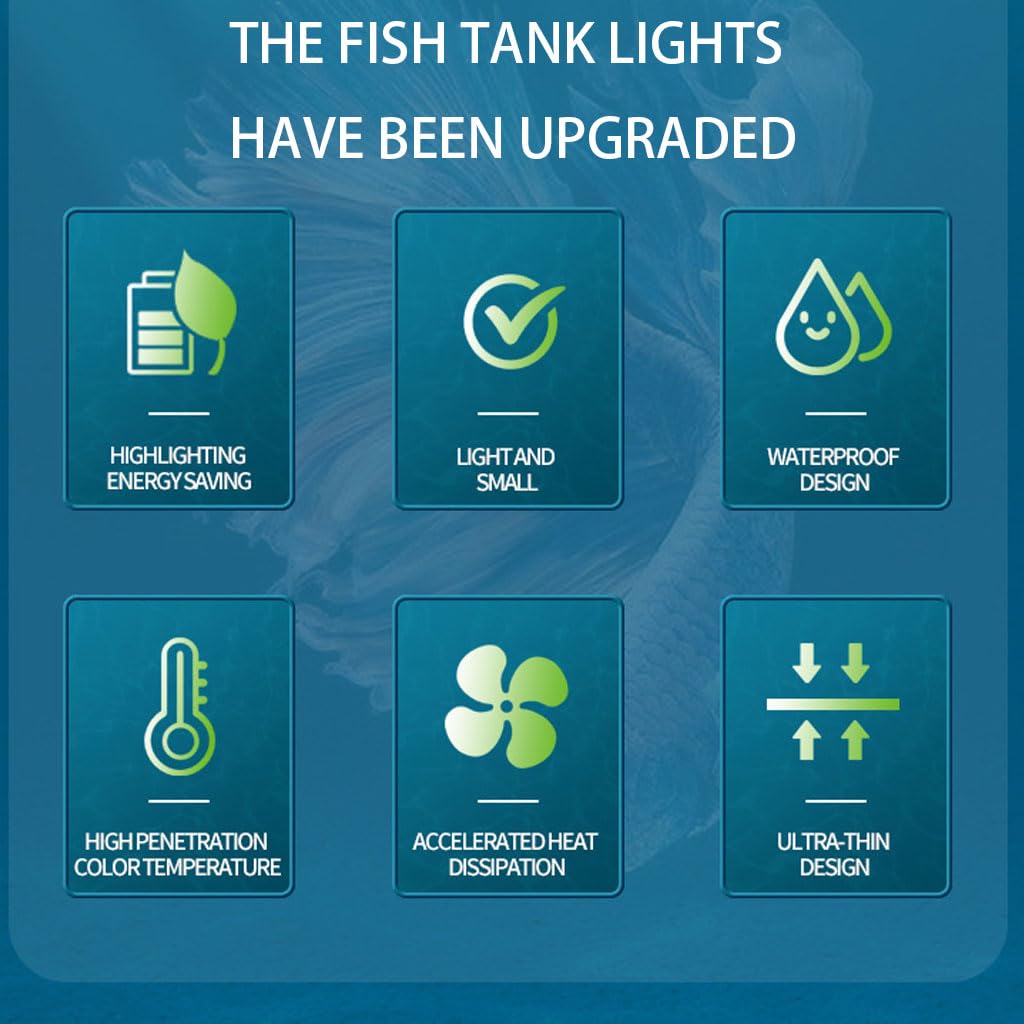 Qpets Multi-Color 16W Aquarium Light with Adjustable White Blue Red Green LEDs & Extendable Brackets, Suitable for 60-70CM Tank, Ideal for Freshwater Plants & Ornamental Fishes