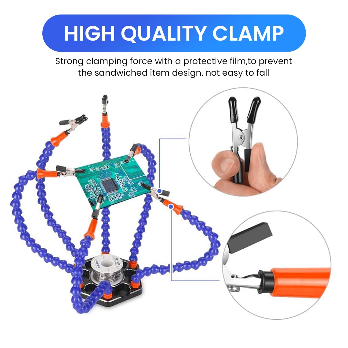 Serplex Soldering Station with Six Flexible Arms Metal Base, Soldering Helping Hands with 6 Flexible Alligator Clip Arms Soldering Tool 6 Soldering Aid Vise for Soldering, Assembly, Repair, Crafts