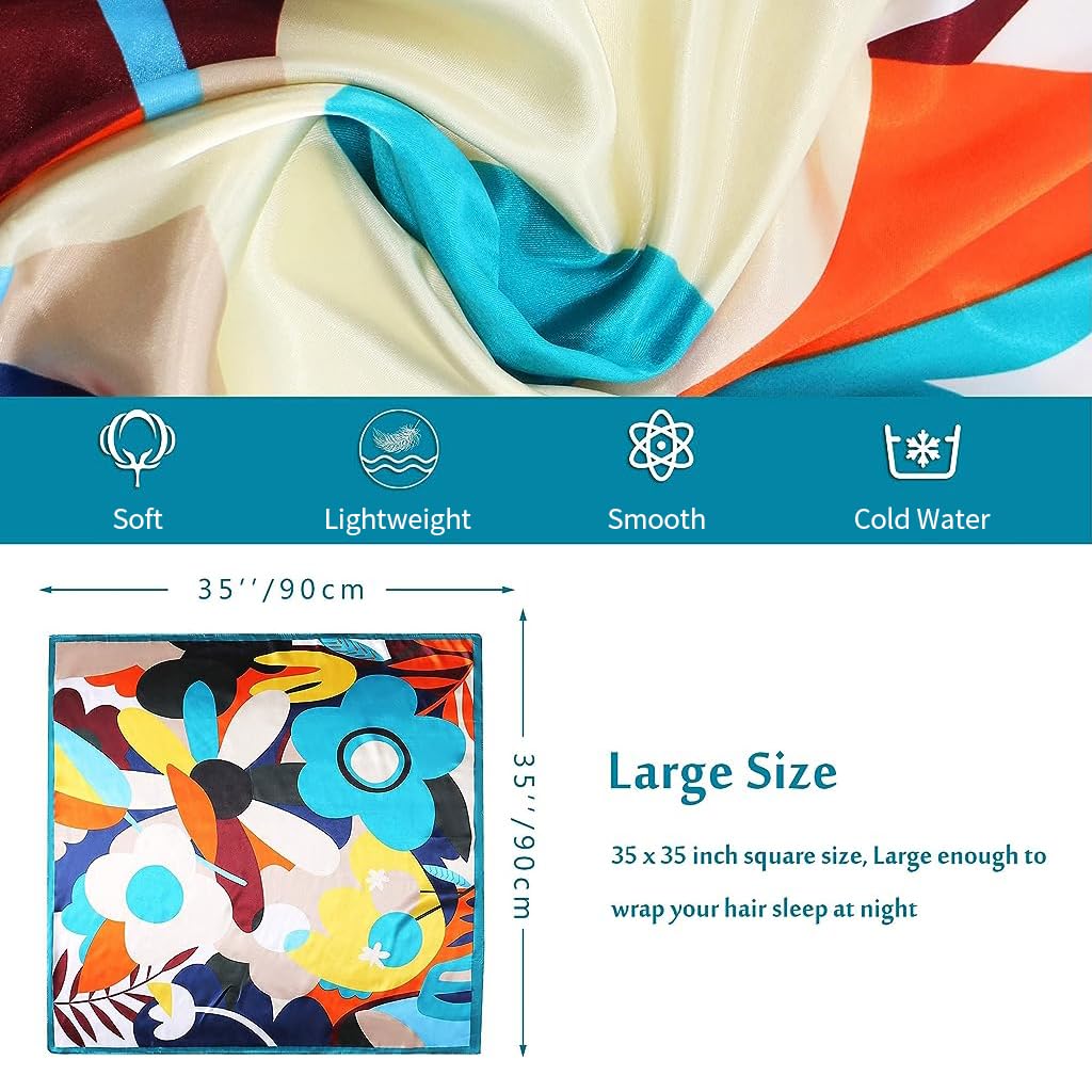 PALAY Satin Scarf for Women Stylish Silk Like Polyester Head Scarf 35