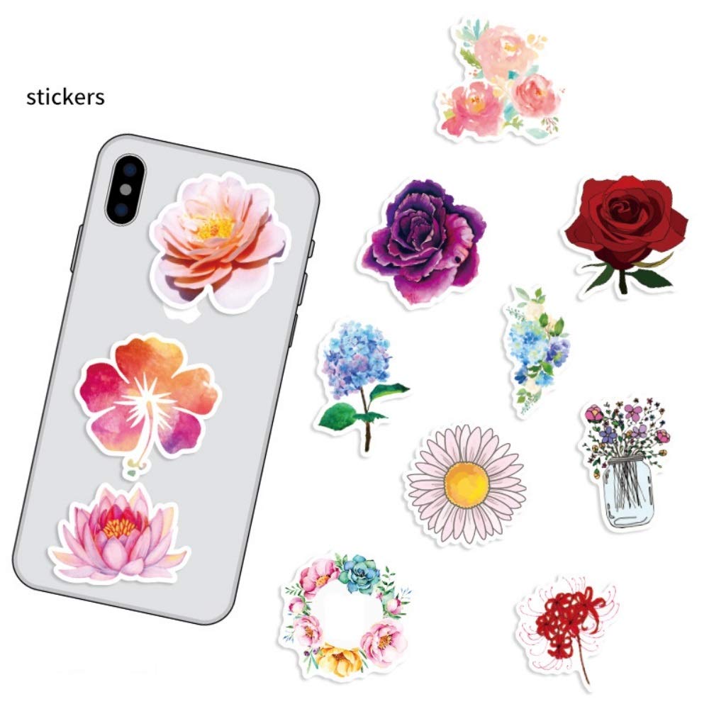 HASTHIP Polyvinyl Chloride Waterproof Spring Flower Plant Stickers for Children and Adults (Multicolour) - 46 Pieces