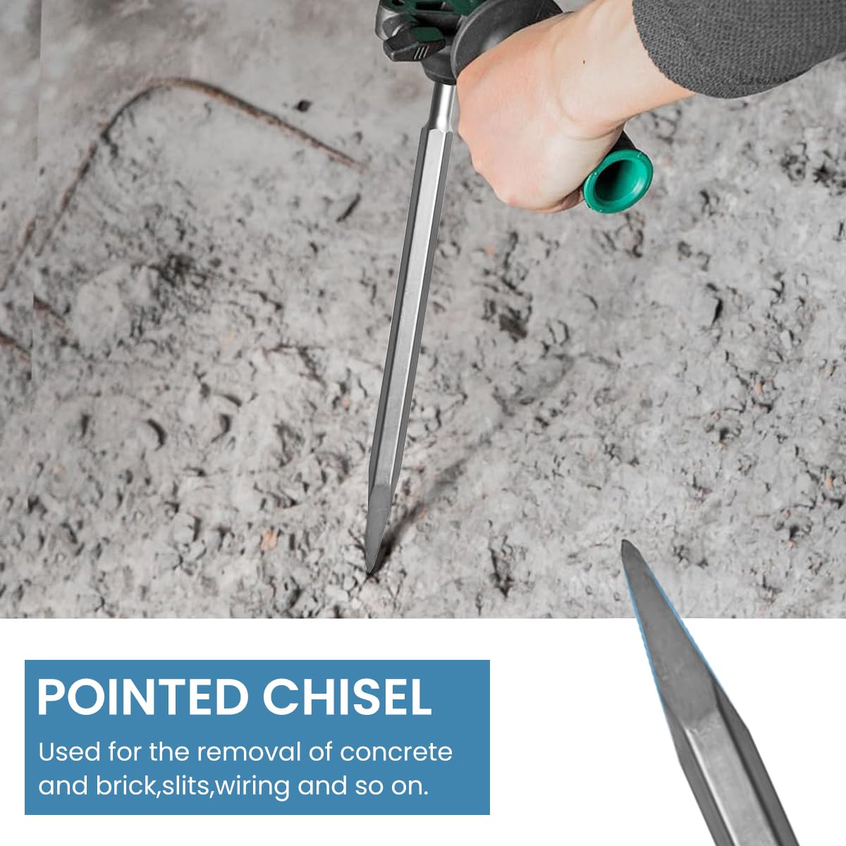Serplex 4Pcs Chisel Set with SDS Plus Shanks, Masonry Concrete Drill Bit Set, Tile Grooving Scraping Flat Point Scaling Chisels Rotary Hammer Drill Tool Kit, SDS Plus Bits for Home Improvement