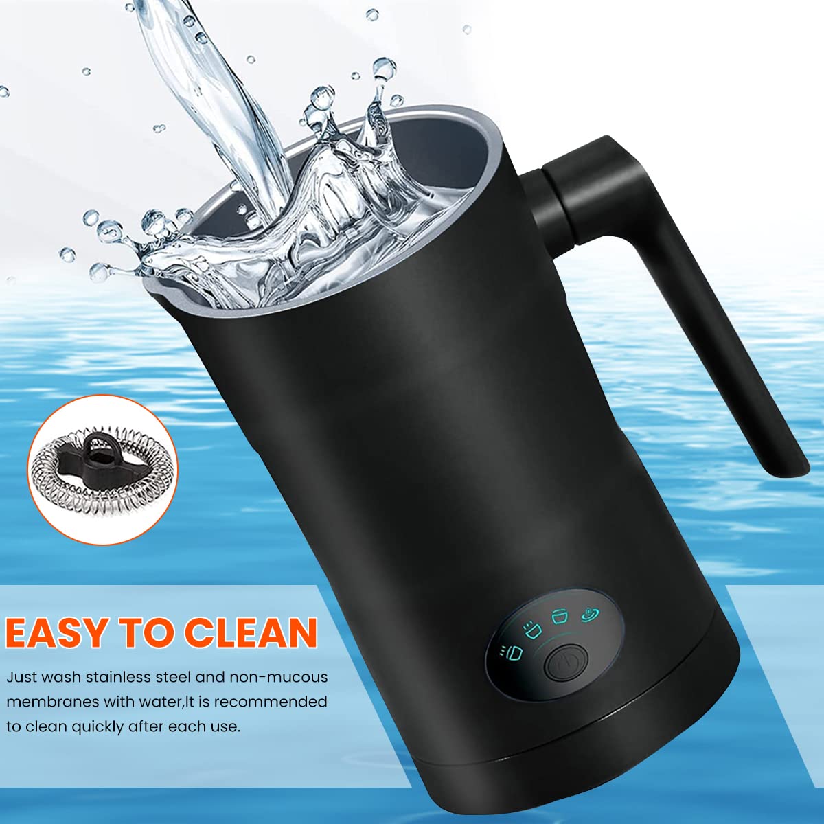 Supvox Electric Milk Frother for Coffee 350ML 4 in 1 Coffee Machine with Milk Frother Electric Foam Maker 400W Automatic Milk Shaker Mixer Machine Hot & Cold Frothing Milk Heater Electric Foamer