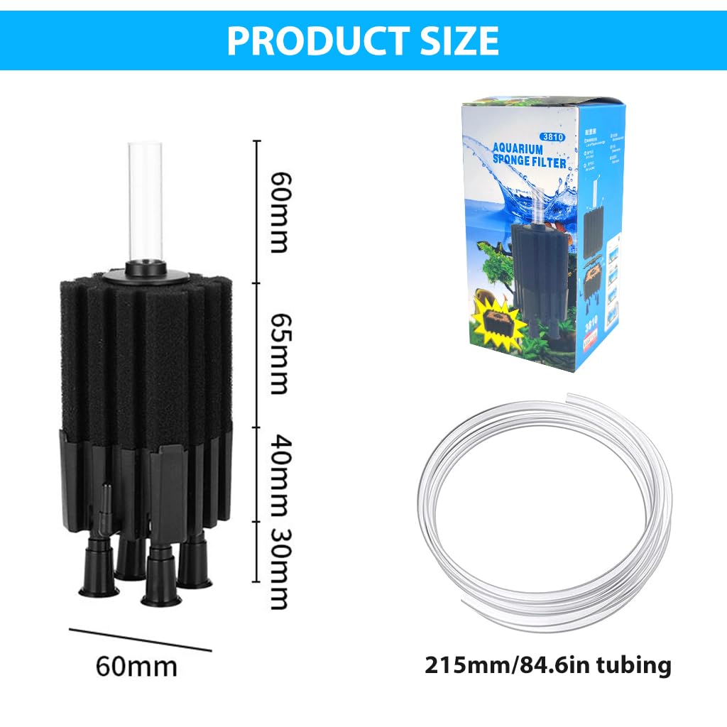 Qpets Aquarium Water Filter Fish Tank Internal Filter Oxygen Generator Biochemical Filtration Cotton Panel Water Filter, with Built in Filtration Ball Quiet Aquarium Water Filter