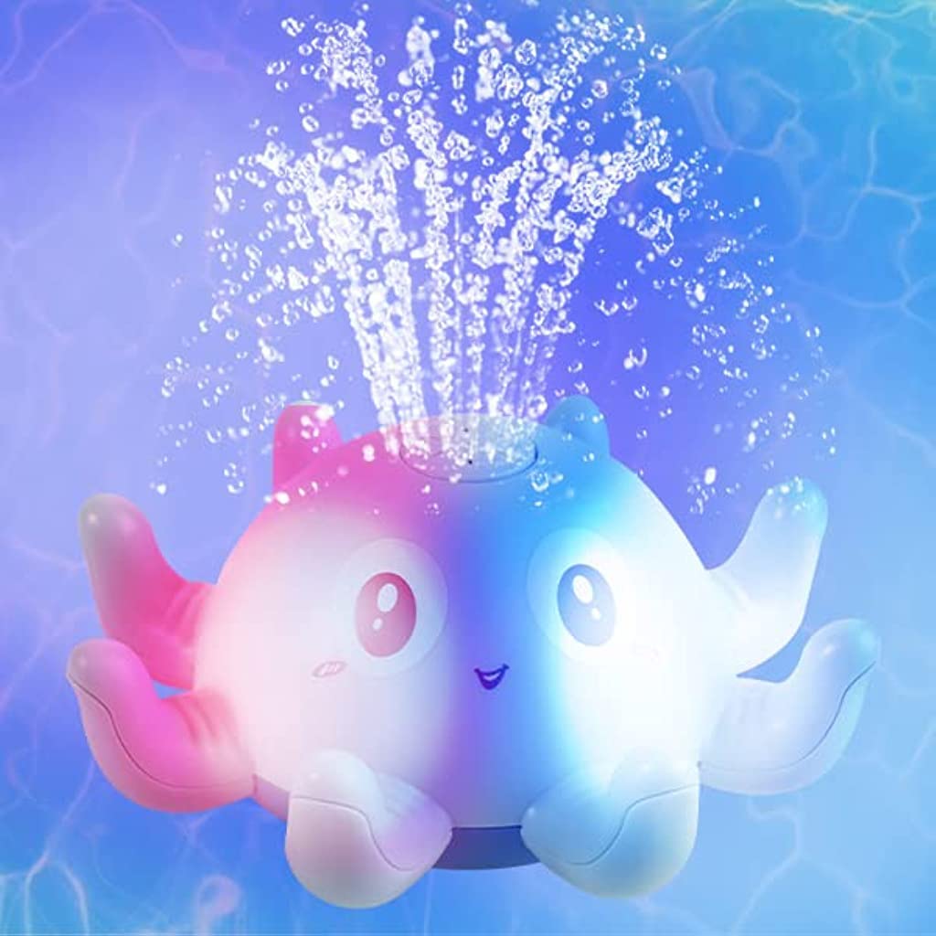 PATPAT Baby Bath Toys, Octopus Spray Toy Octopus Induction Spray Water Toys for Kids Sprinkler Toy with LED Light Up Toy Bath Toys for Baby 6 - 24 Months Bathtub Toy Gifts for Toddlers Boys Girls