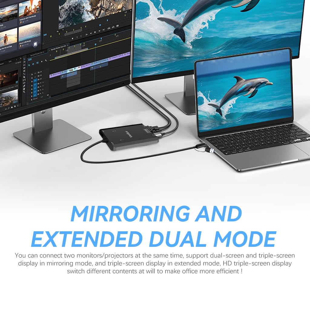 ZORBES 2 in 1 USB to HDMI Adapter Dual HDMI Adapter 1920x1080P@60Hz HD Pixel Converter USB 3.0 HD Video Connection Adapter Universal HDMI Adapte for Laptops, Monitor, Phone, Tablet