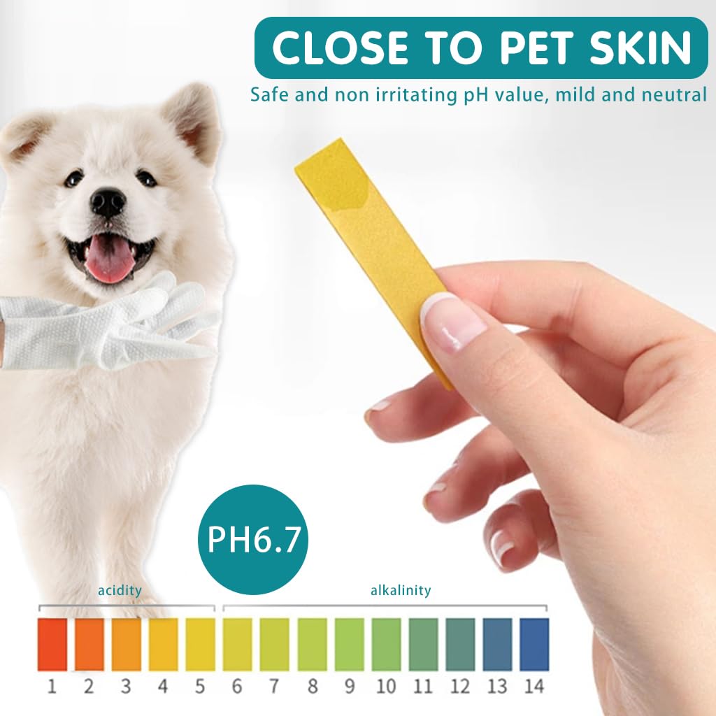 Qpets Pet Wipes Gloves, 6Pcs Pet Cleaning Gloves Disposable Dry Cleaning Tool, Cats and Dogs Grooming Wipes Gloves Skin Friendly for Wipe Claws, Ear, Feet, Butt