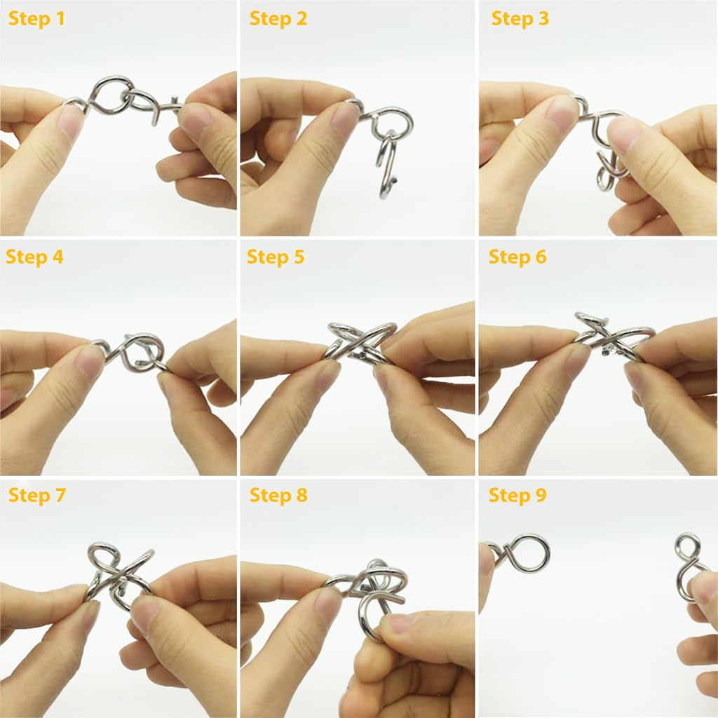 ELEPHANTBOAT Brain Teasers Metal Wire Puzzle Toys,IQ Tester,Brain Games for Kids and Adults,Fun Fidget Puzzles,Train Your Brain,Disentanglement Puzzle Unlock Interlock Toys with Travel Bag Set of 36
