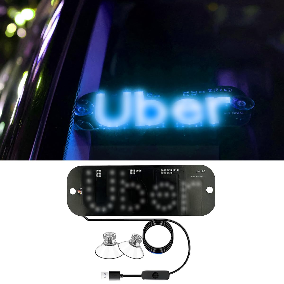 STHIRA Beacon Light for Car LED Light Sign for Car with Sunction Cups, Blue Light Light Sign, TYPE C Plug and Play Beacon Light with Switch