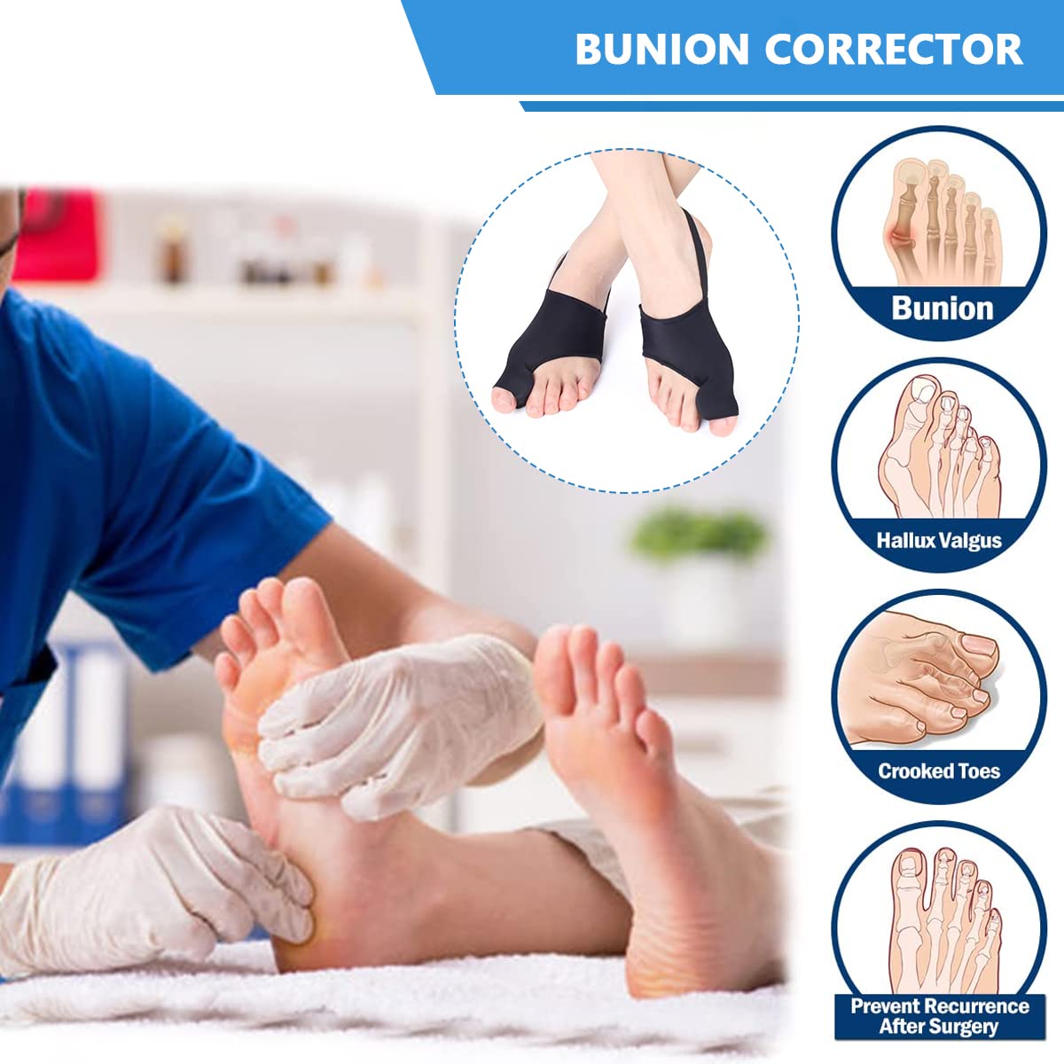 HANNEA Bunion Corrector, Orthopedic Bunion Splint, Big Toe Separator Pain Relief, Non-Surgical Hallux Valgus Correction, Big Toe Straightener Pain Relief for Women & Men, Day Night Support