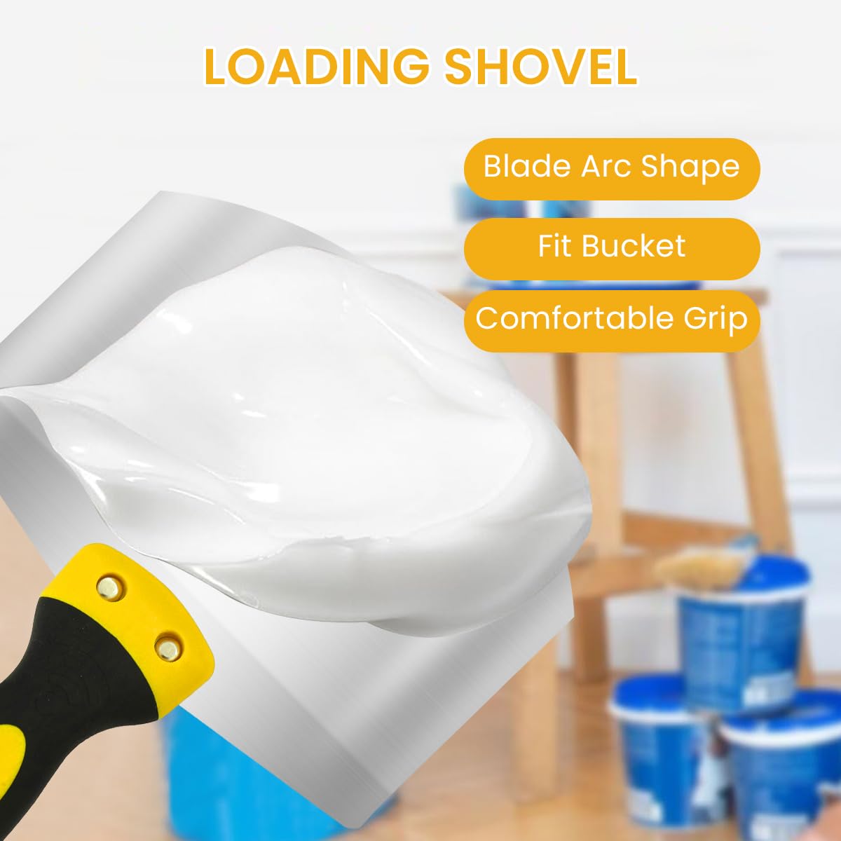 Serplex Putty Scraper Curved Stainless Steel Putty Scraper Wall Putty Paint Plaster Trowel, Putty Shovel Scraper Putty Spatula Anti Slip Handle Putty Scraper