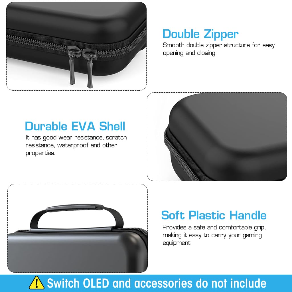 ZORBES Carrying Case for Switch Gamepad, Organizer Bag for Switch/Switch OLED with 8 Games Cartridges Slot 6 Button Cap Screen Protector, Anti-scratch EVA Storage Bag for Switch Carrying Case Accessories Bag