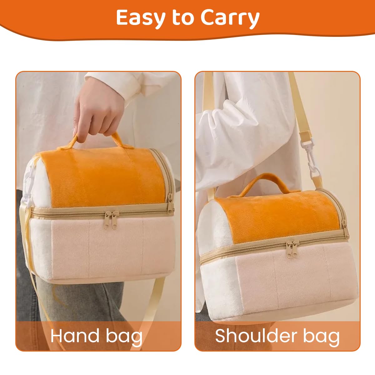 HASTHIP Large Lunch Bag Double Layer Thermal Insulation Lunch Bag Fashion Plush Bento Box Bag with Handle and Removable Shoulder Strap School Office Travel Camping Lunch Bag Bento Box Bag, 23x15x20cm