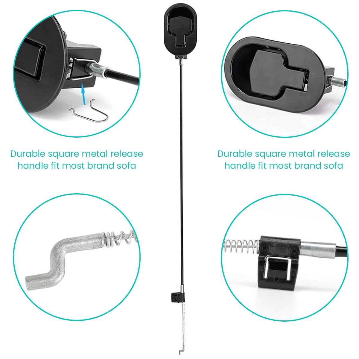 Serplex Metal Recliner Sofa Handle Replacement Parts with Cable, Couch Release Lever Pull Handle, Fits for Ashley and Most Recliner Sofa Brand, Exposed Cable Length 4.9inch