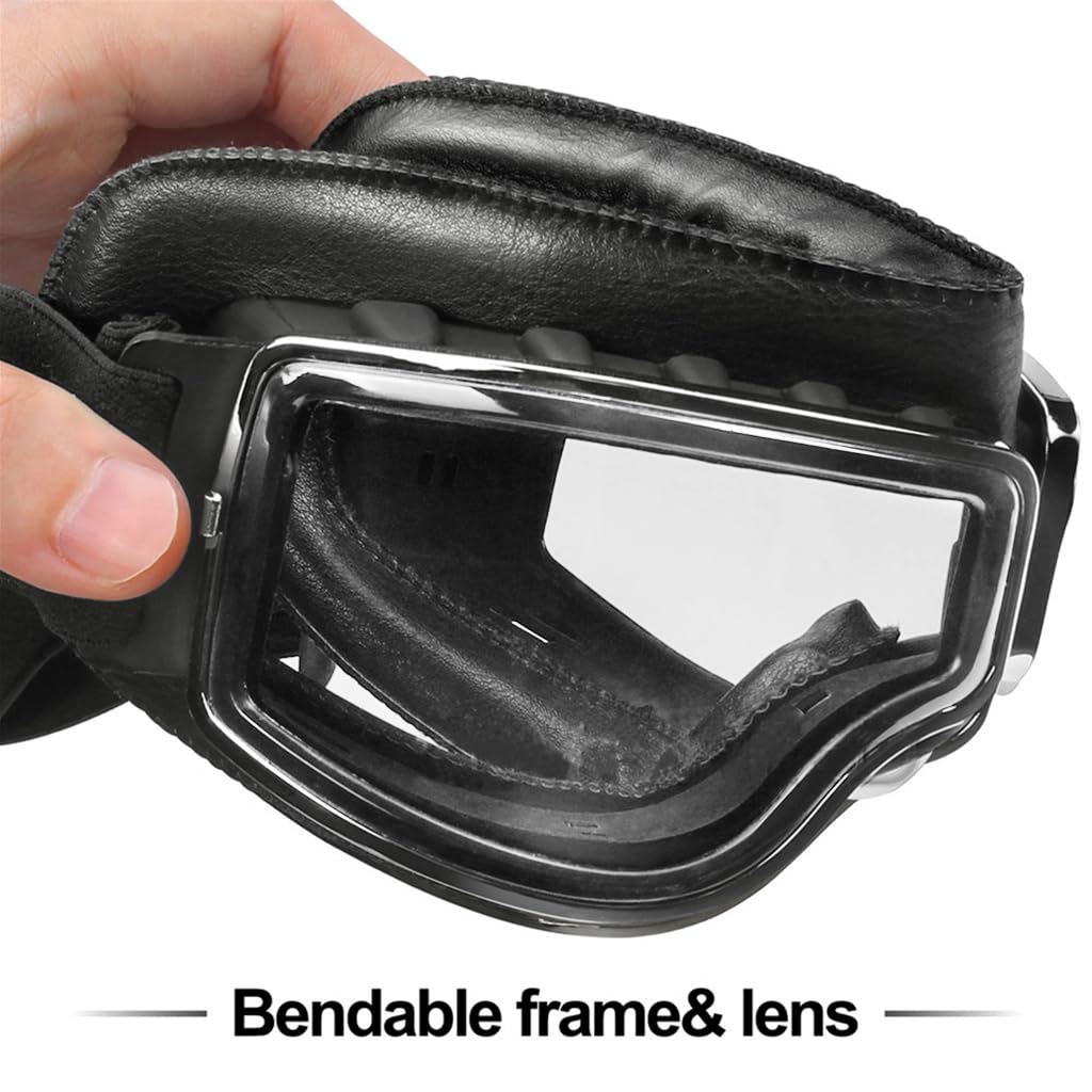 Proberos® Motorcycle Goggles for Motocross ATV/Dirt Bike Racing, Anti-Scratch Motorcycle Riding Goggles for Harley, Bike, Retro Motorcross Helmet Goggle for Men Women