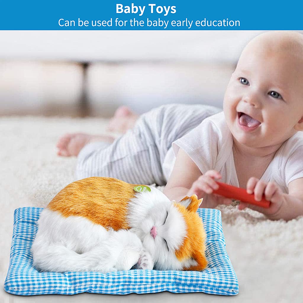 PATPAT Sleeping Cat Toy, Car Soft Toys, Cat Plushie, Stuffed Toys Cute Simulation Doll Collection Stuffed Puppy Animals Toy with Mat, Purify The Air, Kid Toy for Vehicle(25*20cm)