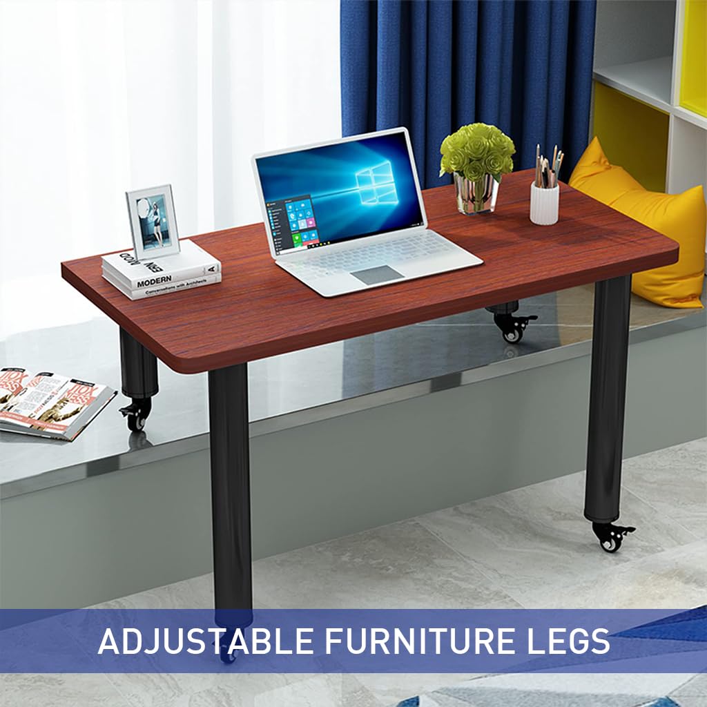 HASTHIP 4Pcs Furniture Legs 7-12 inch Metal Adjustable Furniture Legs with 360 ° Swivel Caster Wheels, 400KG Heavy Duty Metal Furniture Support Legs Bed Frame Support Legs for Cabinet/Sofa/Bed/Table