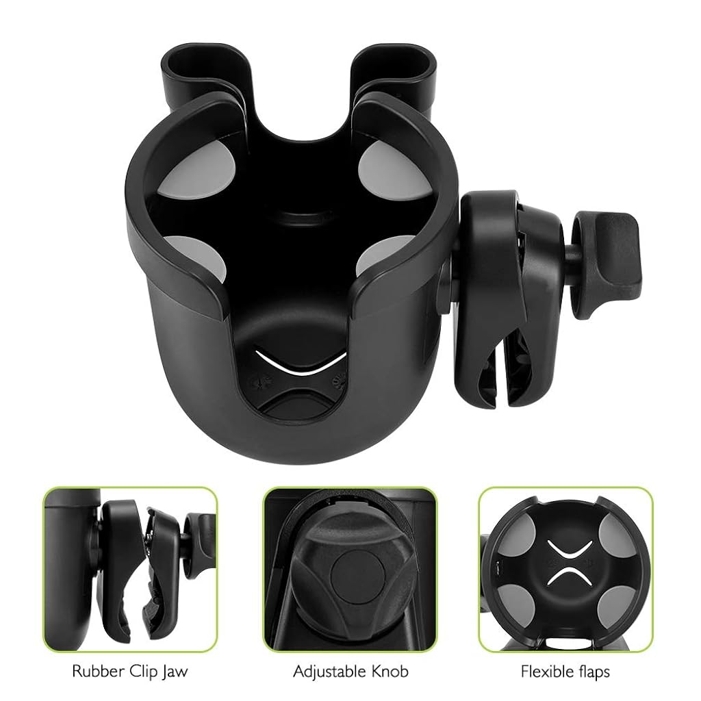 Proberos® Stroller Cup Holder with Phone Holder, 2-in-1 Cup Stroller for Bike Universal Strollers, Bike, Wheelchair, Walker, Scooter - Black