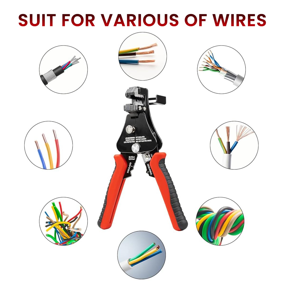 Serplex Automatic Wire Stripper Wire Cutter 3 in 1 Adjustable Wire Stripper Tool Wire Stripper and Cutter Wire Cutting Plier Wire Crimper Plier for 10-22 AWG Wire Solid and Stranded Electrical Wire