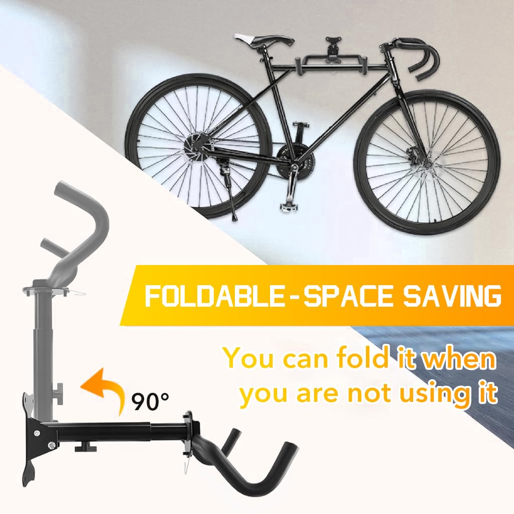 Proberos Bike Cycle Wall Mount Stand Rack, Garage Bike Rack Wall Mount Organizer Bicycle Hanger Storage System, Retractable Wall Mounted Rack for MBT, Road Bike, Kids Bike Indoor Storage