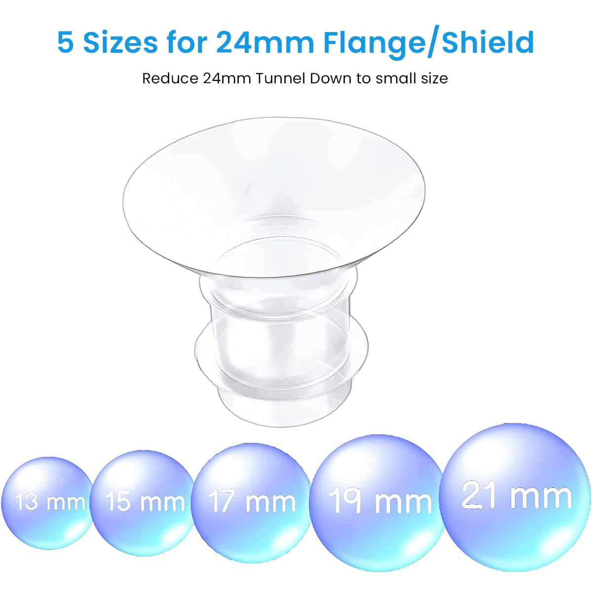 HASTHIP 4pcs Breast Pump Accessories for Breast Pump, 19mm Flange Inserts Suit for Medela, Spectra 24mm Shields/Flanges, Breast Shields, Shaped Around You for Comfortable and Efficient Pumping