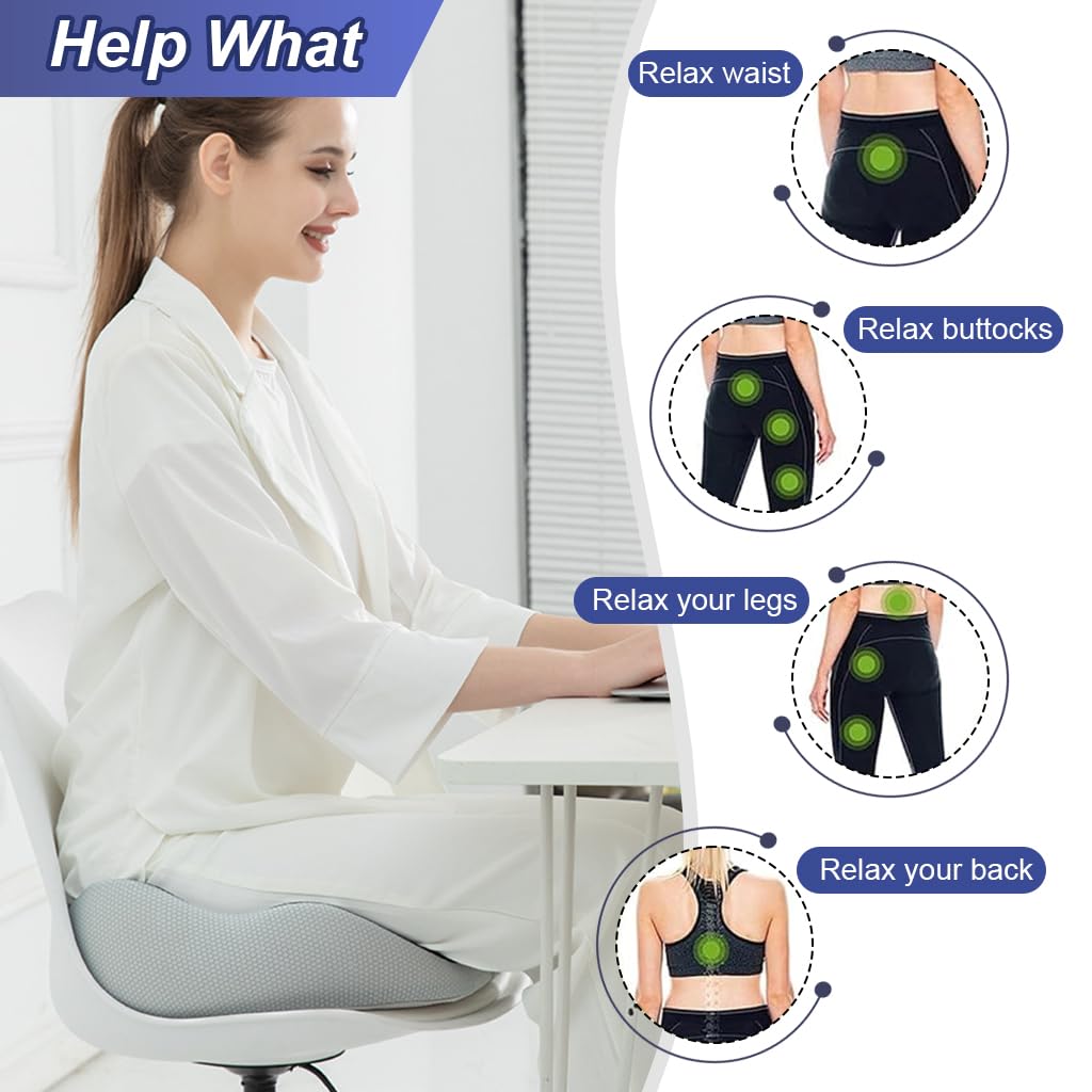 HANNEA Orthopedic Seat Cushion Memory Foam Elevated Seat Cushion Adjustable Seat Cushion for Chair Pain Relief Seat Cushion for Lower Back Pain, Sciatica, Herniated Discs, Hemorrhoid, All Season Use