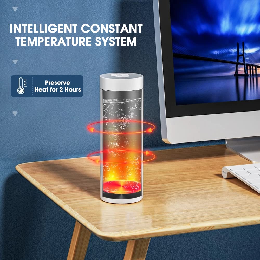 HASTHIP Electric Kettle for Car 0.4 Litre Portable Electric Water Bottle for Hot Water Kettle 300W Electric Tea Kettle Mug Multipurpose Food Grade Fast Boil with Keep Warm & Auto Shut Off for Travel