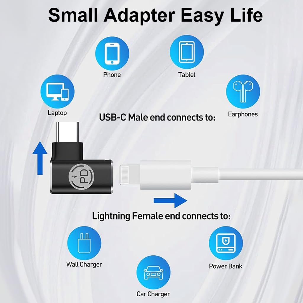 ZORBES USB C Adapter for iPhone 15, USB C Male to Light-ning Female Adapter for Light-ning Charging Cable, 27W PD Fast Charging & Data Transfer for All iPhone Devices iPhone 15/15 Plus/15 Pro Max
