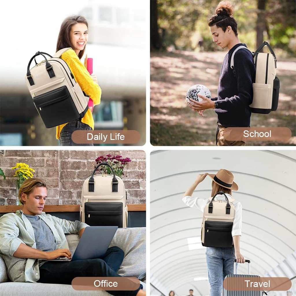 PALAY Laptop Backpack for Women 15.6 Inches Oxford Cloth Laptop Backpack with Handle Travel Backpack Burden Relief Backpack School Backpack Fashion Contrast Color Backpack for Office, School, Travel