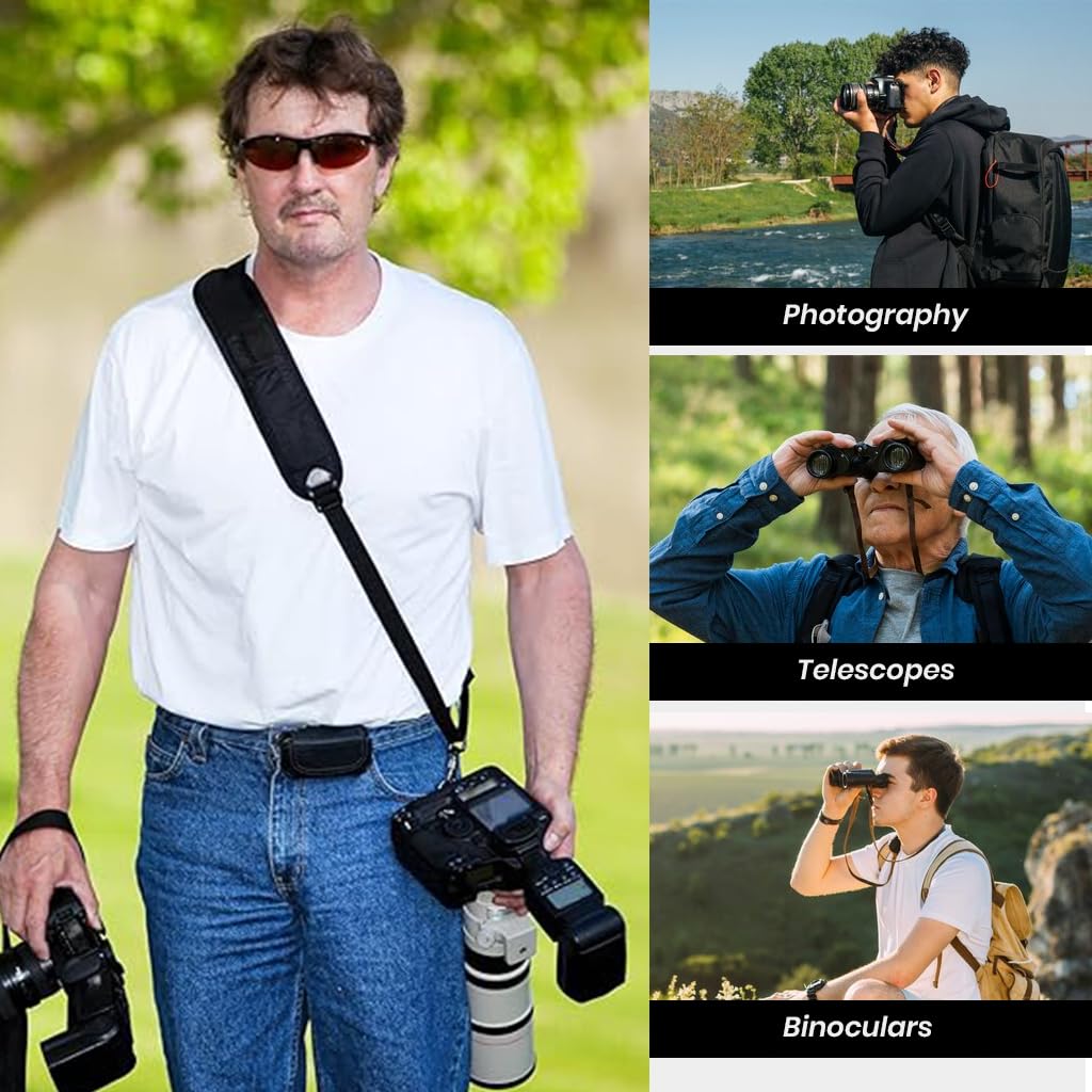 ZORBES Camera Shoulder Strap with Pockets Breathable Wide Padded DSLR Camera Shoulder Strap Adjustable Camera Shoulder Strap with Quick Release Buckles Universal Camera Shoulder Strap