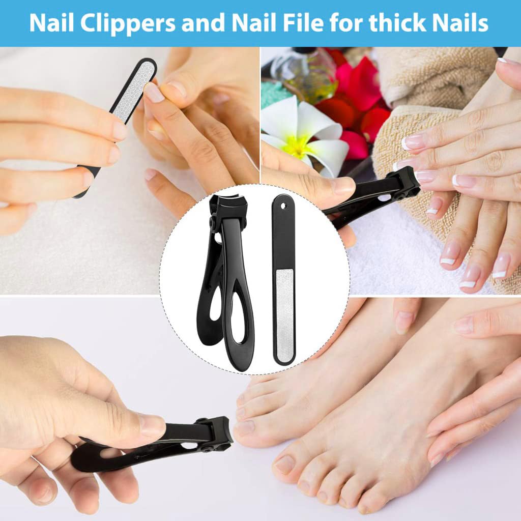 MAYCREATE Thick Nail Clipper with Nail File, Toenail Clipper Stainless Steel Nail Cutter for Tough Nails Thick Nails, Anti-splash Nail Clipper for Adults, Seniors, Manicure Nail Clipper