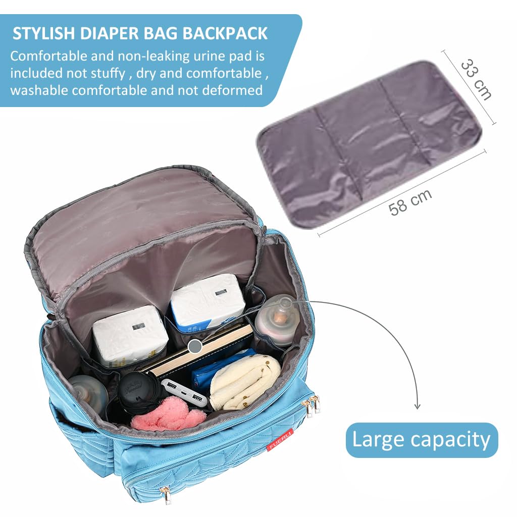 SNOWIE SOFT Motherly Diaper Bag Backpack Travel Large Capacity Motherly Bag Backpack Baby Bottle Insulation Bag Fashion Mommy Diaper Bag Backpack for Travel, Blue