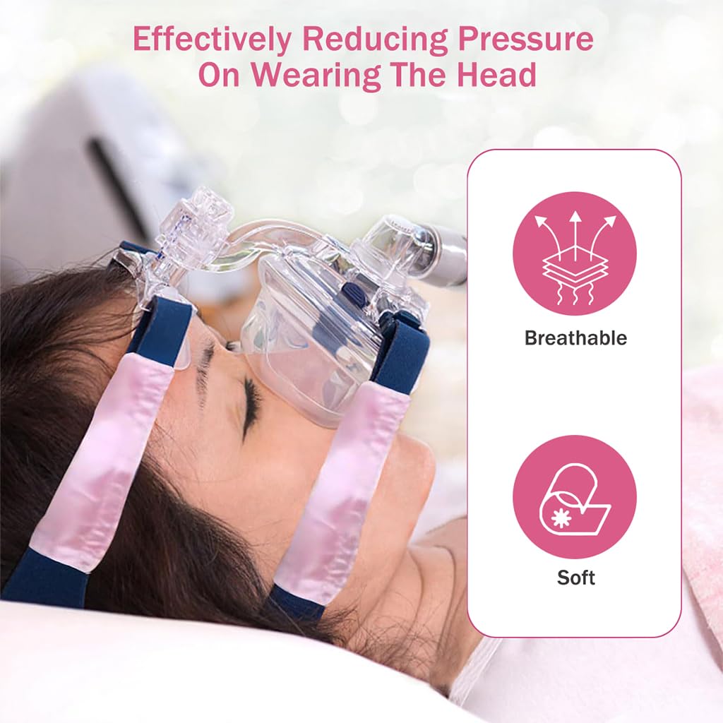 Serplex 4Pcs Satin Wraps for CPAP Headgear Hook and Loop Closure Smooth Strap Cover for Preventing Friction Universal Comfortable CPAP Strap Cover for Sensitive Skin