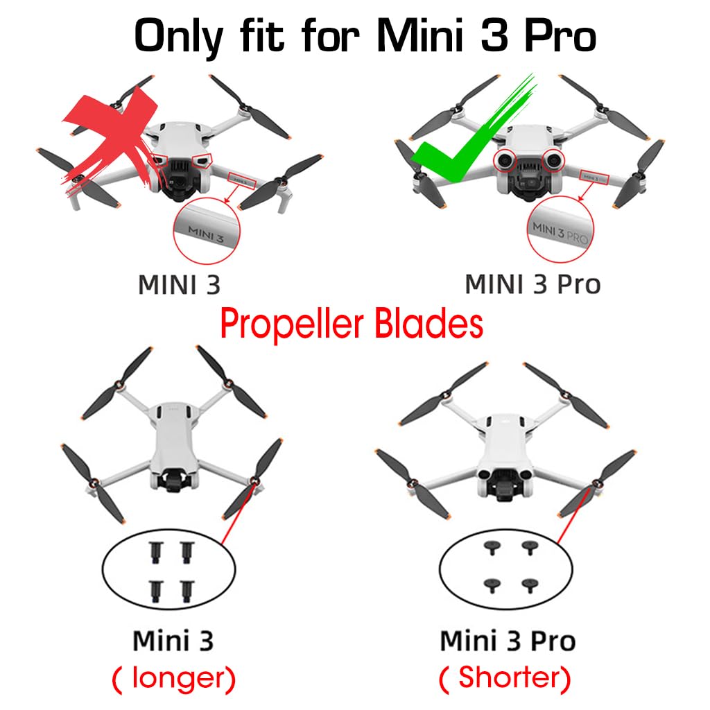 ZORBES Dji Mini 3 Pro Propeller, 8Pcs Dji Mini 3 Propeller Blades Replacement, Ultral Lightweight Silent Flight Propeller Set With Screwdriver 12 Screws, Low Noise Replacement Drone Wings