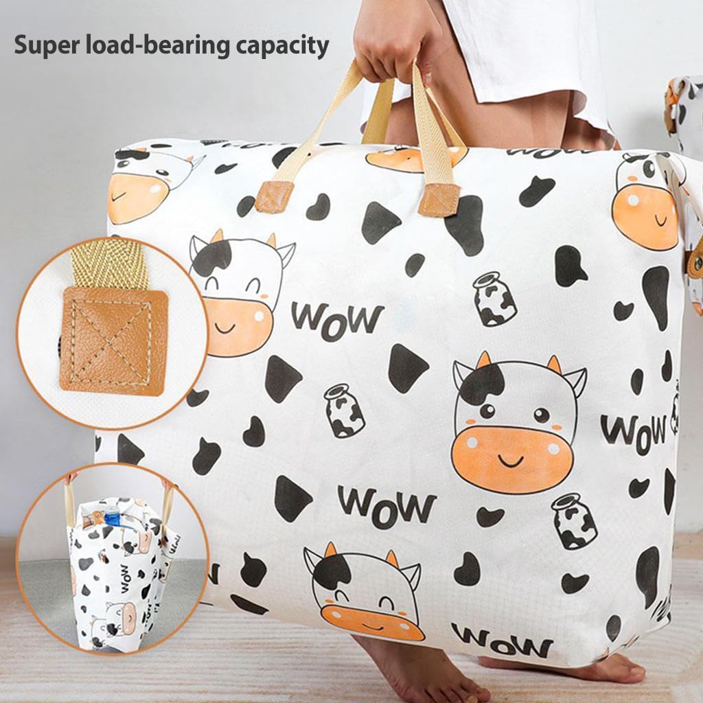 HASTHIP 4Pcs Underbed Storage Bags - Moisture Proof Storage Bag Reinforced Handle Zippered Closure Dust Proof Storage Organizer for Clothes & Blankets (4 Sizes, 45x52cm-70x82cm)
