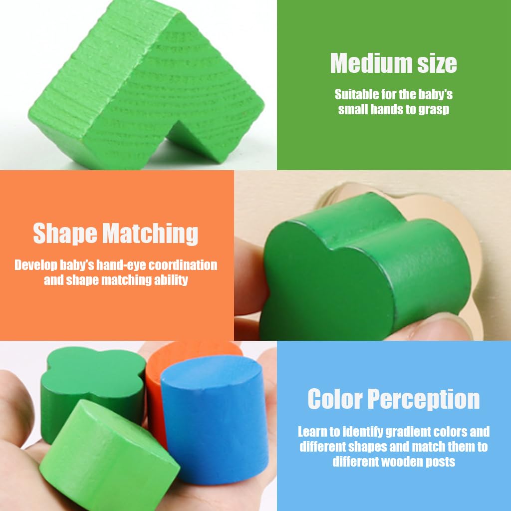 PATPAT Montessori Toys Wooden Toys for Kids Wooden Blocks for Kids Shape Sorter Toys for Kids, Kids Learning Toys Kids Activity Toys, Cubes Fine Motion Skill Toy Educational Toys for Kids Toddlers