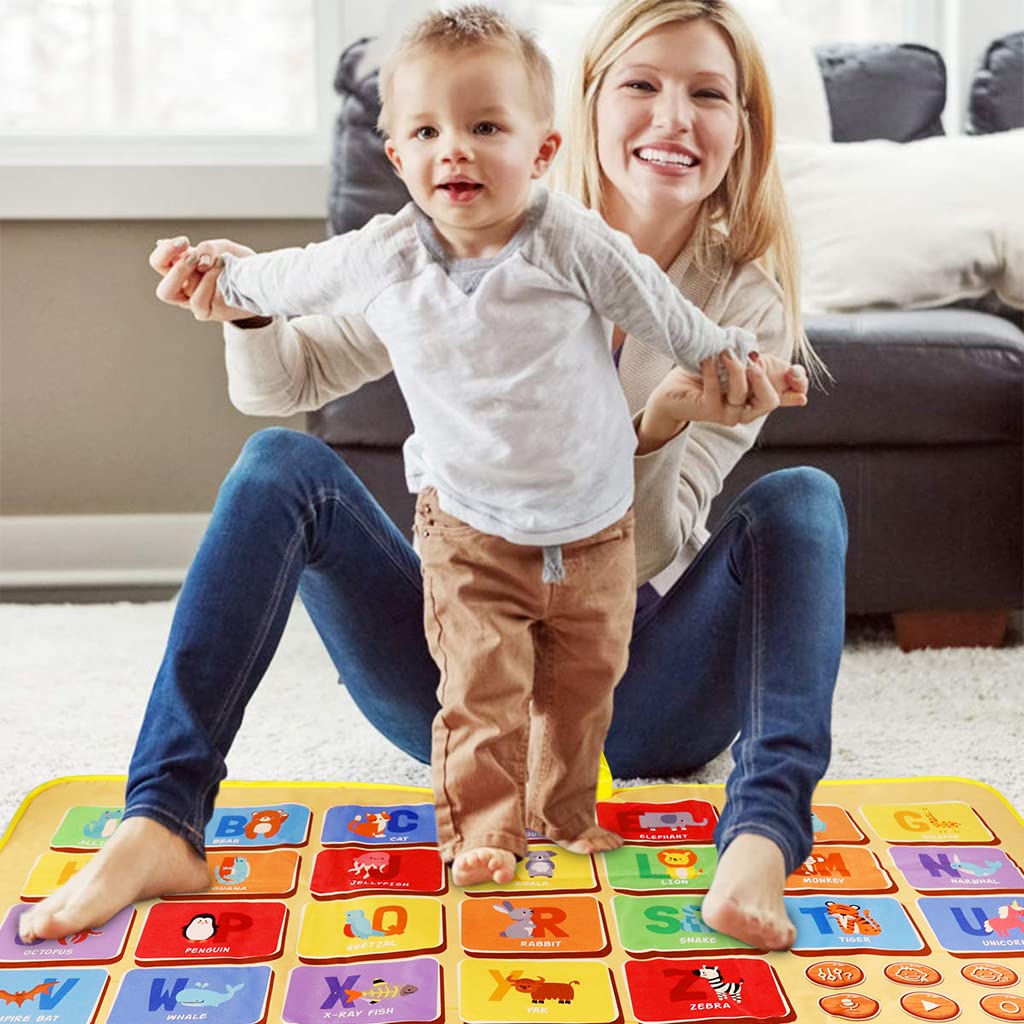 PATPAT Musical Mat for Kids Extra Large Size 39.3''x27.5'' Cartoon Alphabet Piano Mat for Kids Early Educational Toys Adjustable Volume Piano Keyboard Play Mat Sound Toys Gifts for Boys and Girls