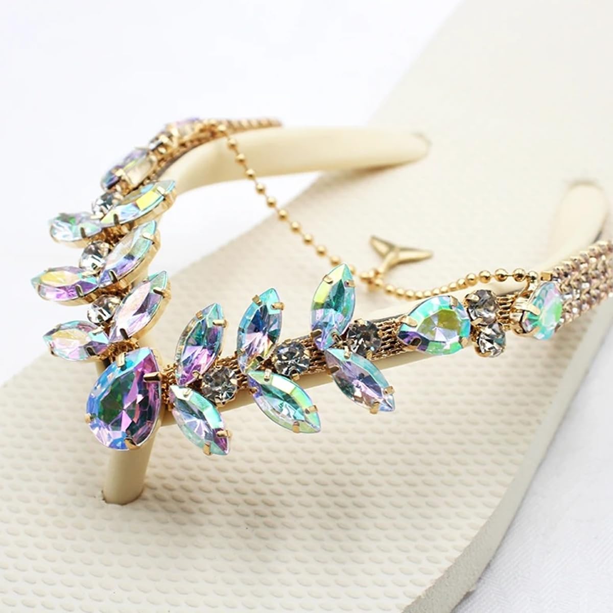 HASTHIP Flip Flop Slippers Shoes Charms Accessories Metal Glitter Rhinestone Decoration Charm DIY Luxury Jewelry Charm for Women Girls Flip Flop