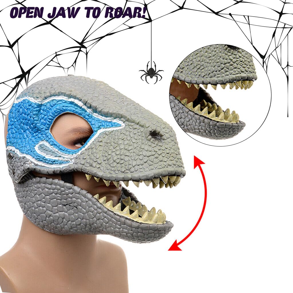 PATPAT Halloween Mask Kids Mask Dinosaur Mask Elastic Headband Dinosaur Head Mask with Moving Open Jaw Cosplay Mask Party Favor Role Play Game Prep Children's Gift