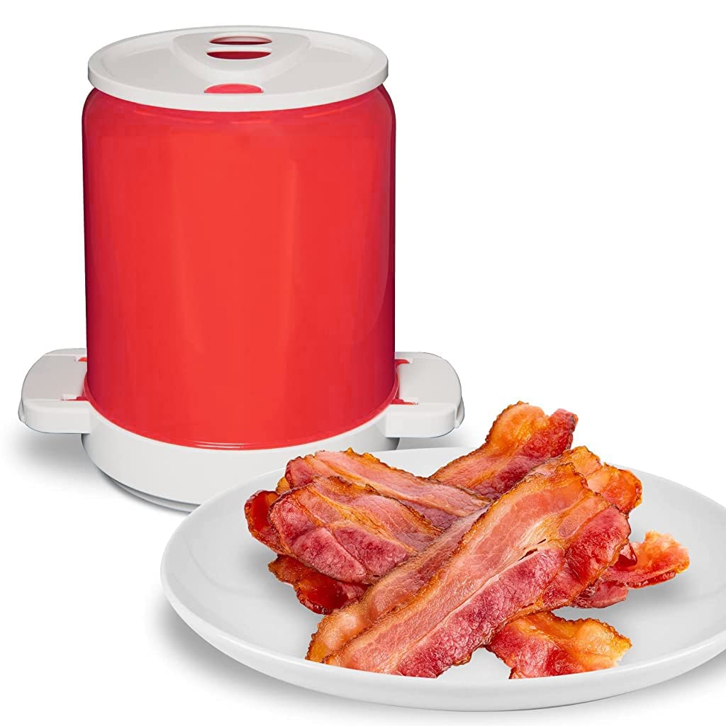 HASTHIP Microwave Cooker, Microwave Oven Bacon Grill Rack, Make Yummy, Crispy, Healthy Bacon in Your Microwave, Splatter-Proof & Mess-Free Design, Pour The Grease Right Out, Easy-to-Clean