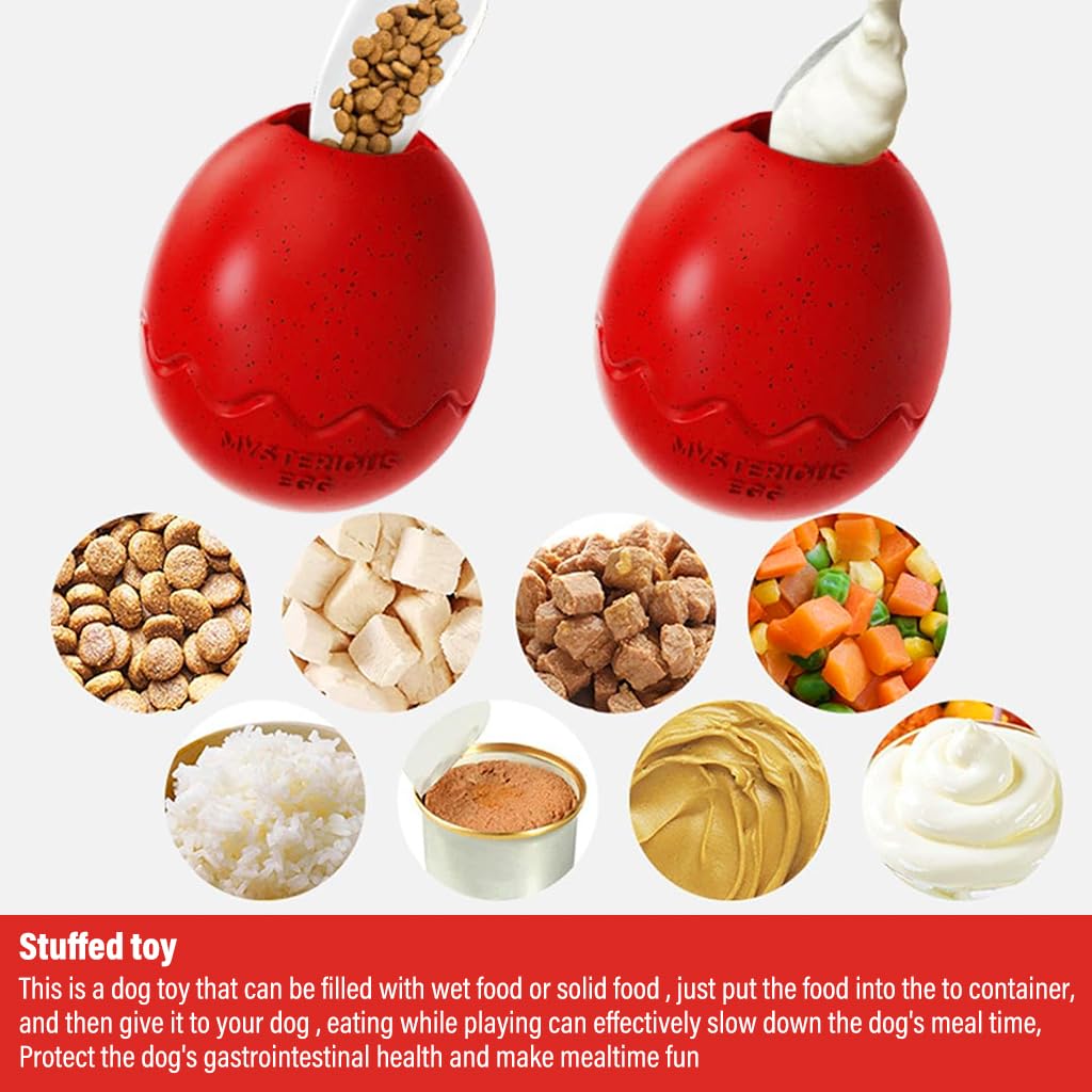 Qpets Ball Toy Dog Toy Slow Feeding Toy Dog Chew Toy Licking Toy Durable Rubber Egg Toy for Dog TreatsToy for Small, Medium Dog Up to 16kg