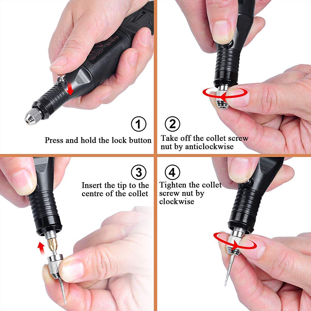 HASTHIP 70 Pcs Engraving Tool Kit, Multi-Functional Electric Corded Engraver Pen DIY Rotary Tool for Jewelry Glass Wood Metal Ceramic Plastic with Scriber, 52 Accessories and 16 Stencils