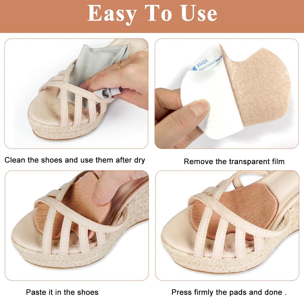 MAYCREATE 3 Pairs Wool Felt Ball of Foot Cushion Shoe Insoles, Foot Pads for Dancer Sesamoiditis Pads, Self-Adhesive Foot Cushion Pads for Men Women Dancing Pain Relief