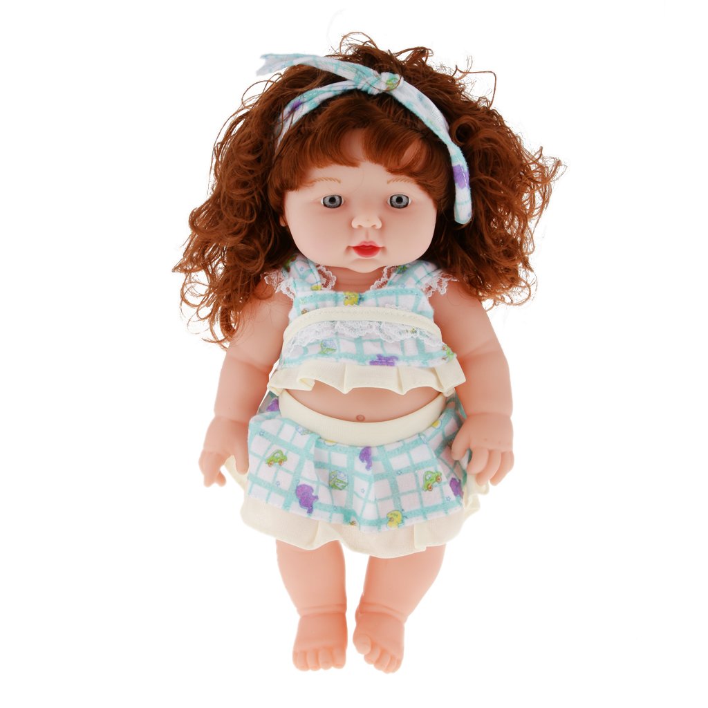 PALAY Magideal Handmade Realistic Baby Girl Vinyl Doll Rotatable Legs Arms with Removable Clothes Set (30 cm, Green)