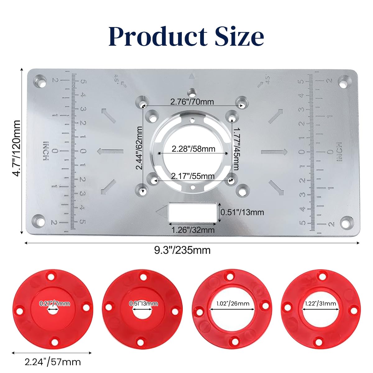 Serplex Router Table Insert Plate Carpenter Tools, Aluminum Router Plate for Woodworking Table Top Insert Mounting Plate Wood Tools Trimming Milling Machine with Accessories
