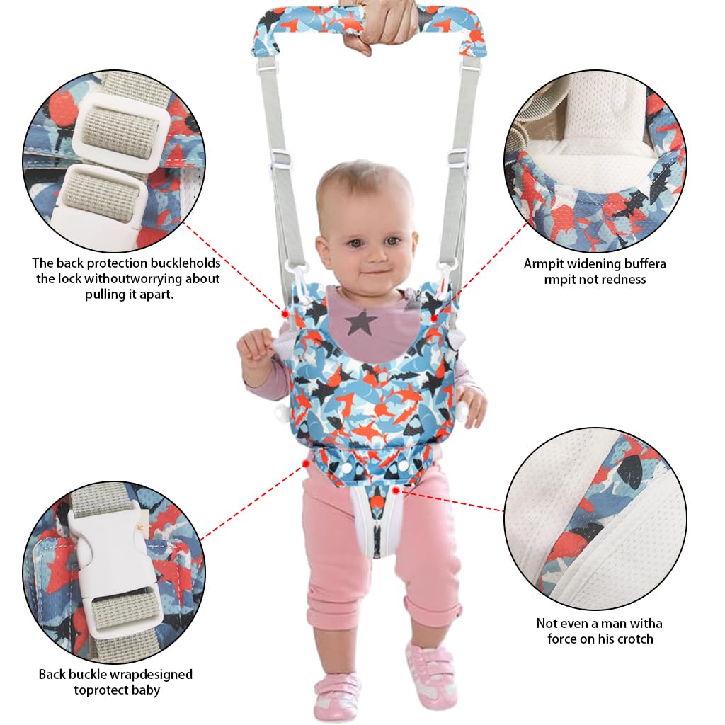 SNOWIE SOFT Baby Walking Harness Head Protector Set Padded Head Helmet Forehead Protector Hat Safety Walking Harness Belt Toddlers Stylish Walking Harness Head Protector for Toddlers 8-24 Months