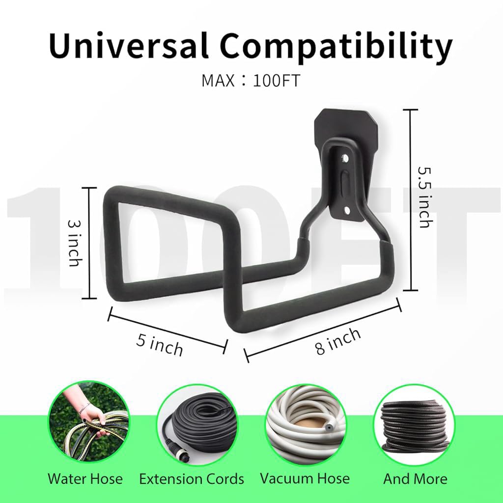 HASTHIP Hose Reel for Garden Hose, Wires, Labor Saving Wall Mounted Hose Reel Hose Holder, Heavy Duty Hose Rack Outdoor Hose Organizer for Garden, Yard, Lawn, Maximum Length 30m